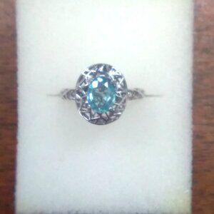 Blue Zircon Silver Ring